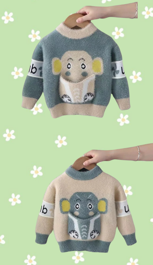 Pull garçon motif éléphant