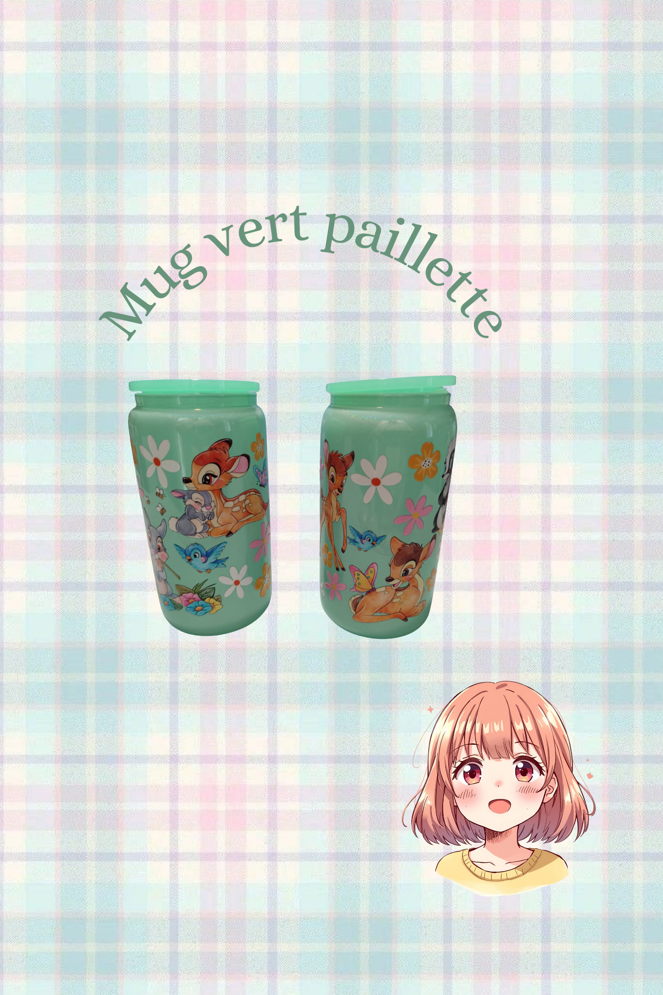 Mug verre 500ML pastel